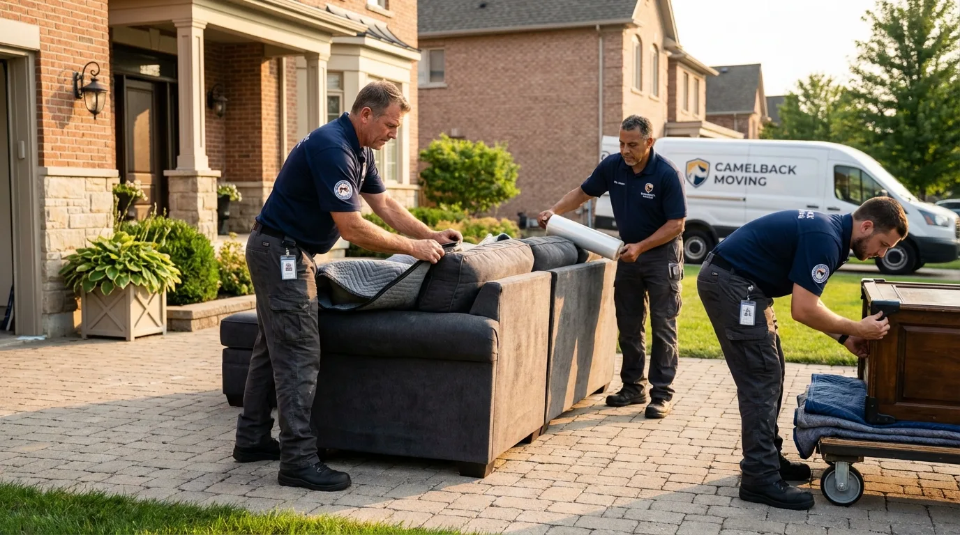 Large estate moving crew wrapping furniture in Wickliffe, KY