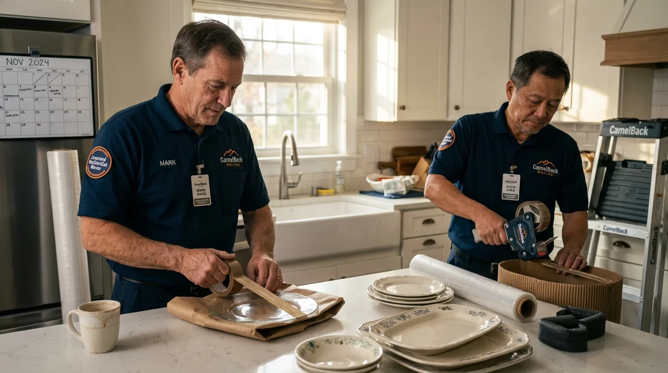 Professional crew packing kitchen dishware in Wickliffe, KY